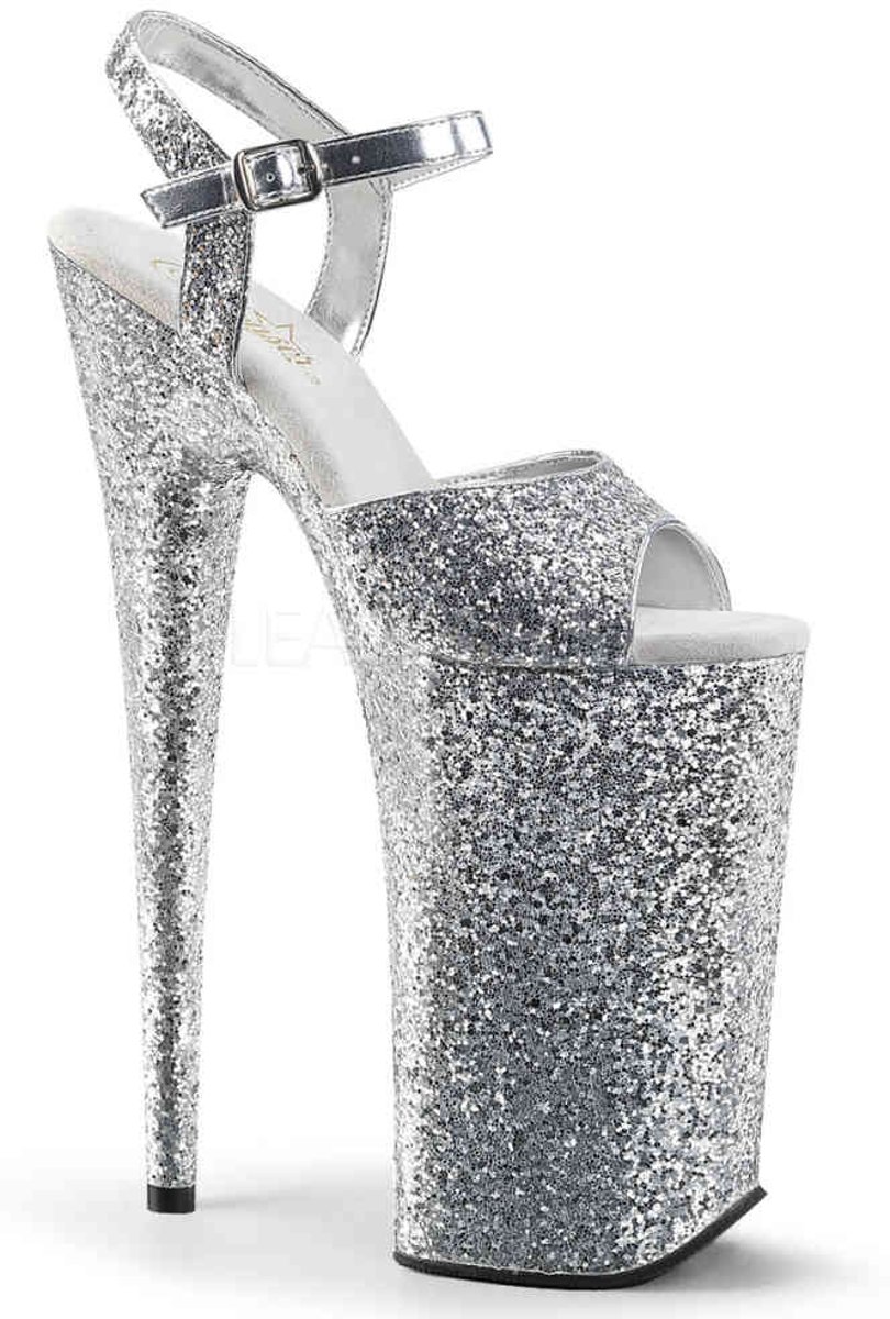 EU 41,5 = US 11 | BEYOND-010LG | 10 Heel, 6 1/4 PF Glitter Ankle Strap Sandal